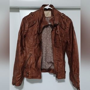 Datrip Faux Leather Jacket in Brown
